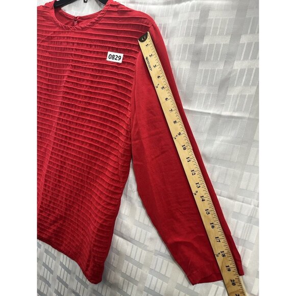 Evan Picone Womens 100% Silk Blouse Long Sleeve Color Red Size 10 - Picture 5 of 8